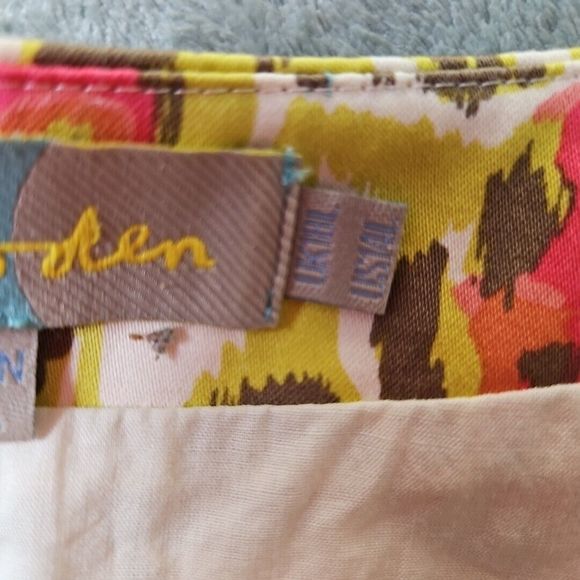 Boden sz 14 Pink Green empire waist Cotton cap sleeves 39in long - Picture 4 of 16